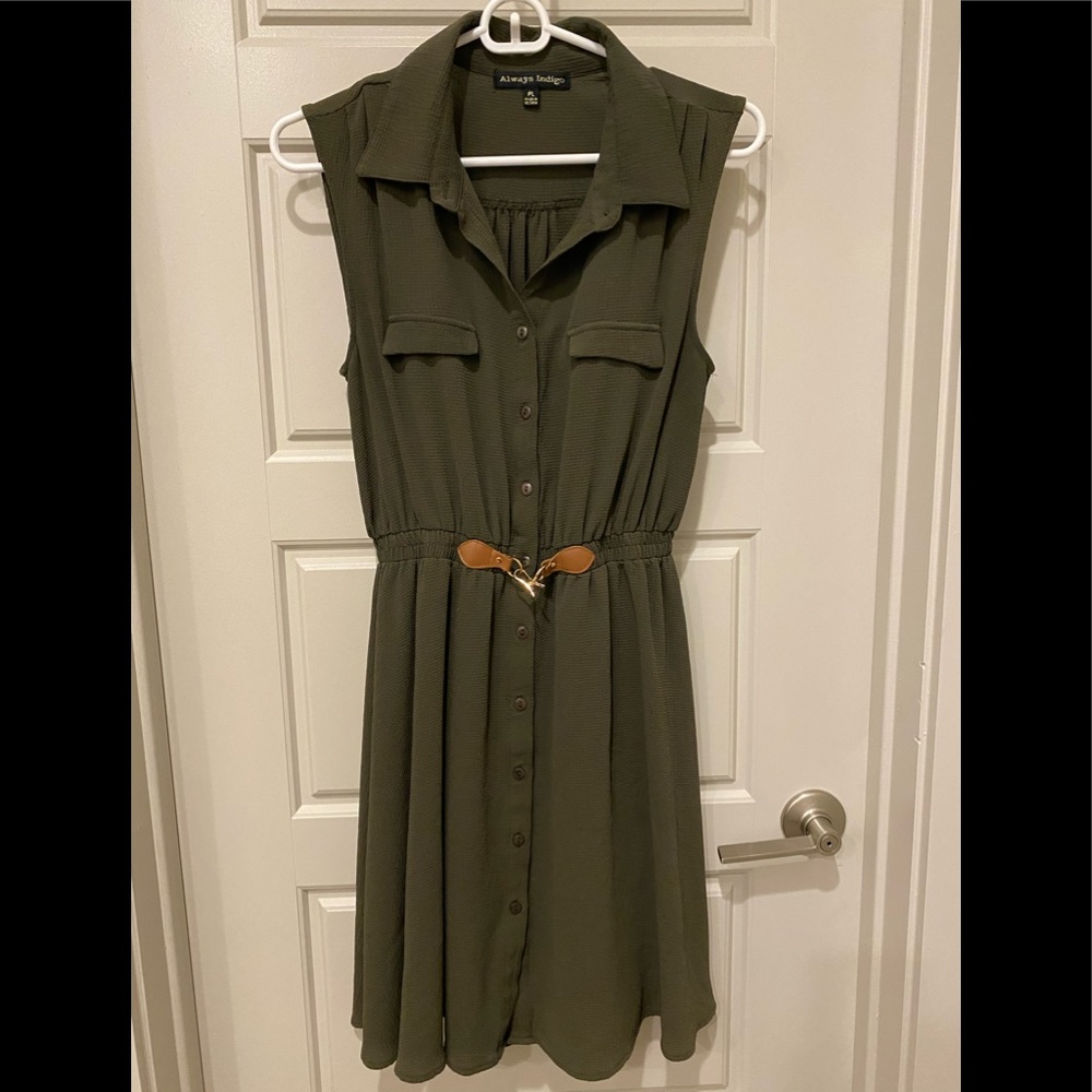 Olive green fresh with gold belt